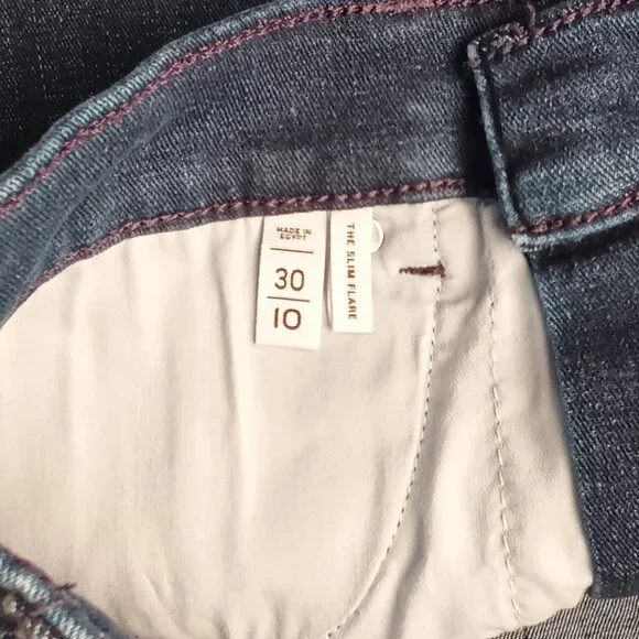 Loft Denim Jeans Size 30/10 The Slim Flare High Rise Dark Wash - Picture 5 of 11